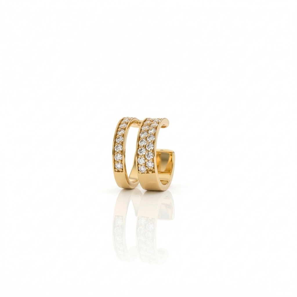 [059025] Piercing Duplo 30 Brilhantes 0,30ct Cor H/i SI1 2,10gr Ouro Amarelo 18k - Coleção Young