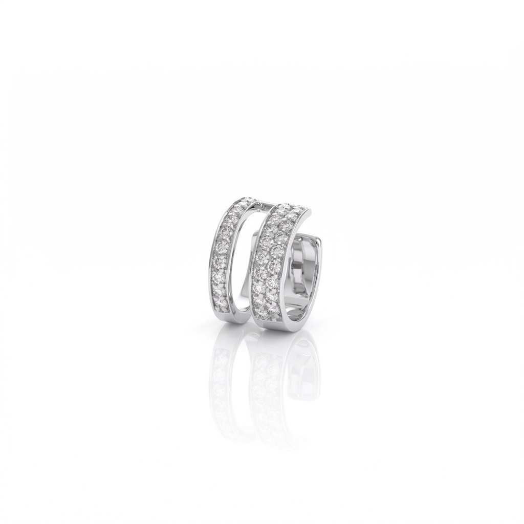 [058044] Piercing Duplo 30 Brilhantes 0,30ct Cor H/i SI1 2,17gr Ouro Branco 18k - Coleção Young