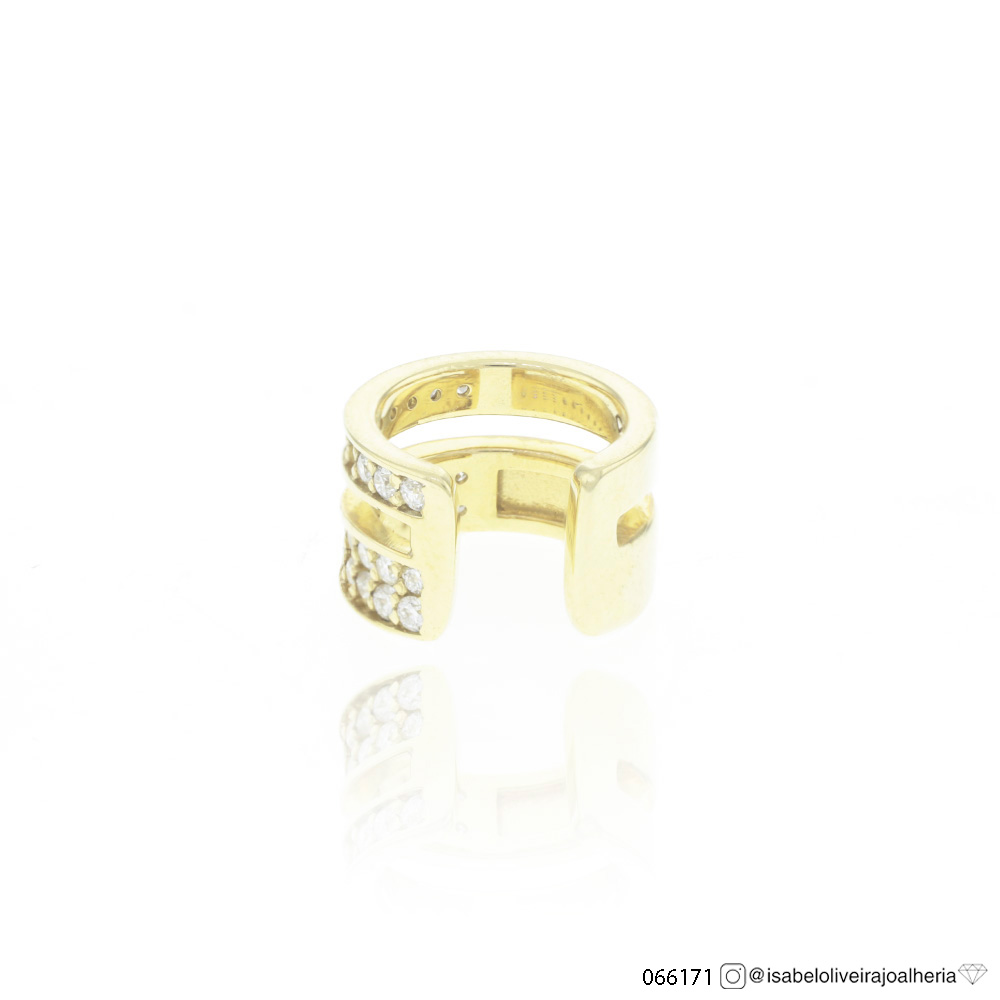 [066171] Piercing Duplo 30 Brilhantes 0,30ct g VS1 2,67g Ouro Amarelo 18k - Coleção Young