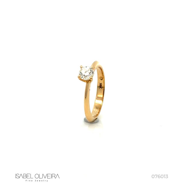 [076013] 50-Anel Solitário Brilhante 0,51ct Cor H SI1 3,40g Ouro Amarelo 18k - Certificado EGL 1506247328 - Coleção Only You