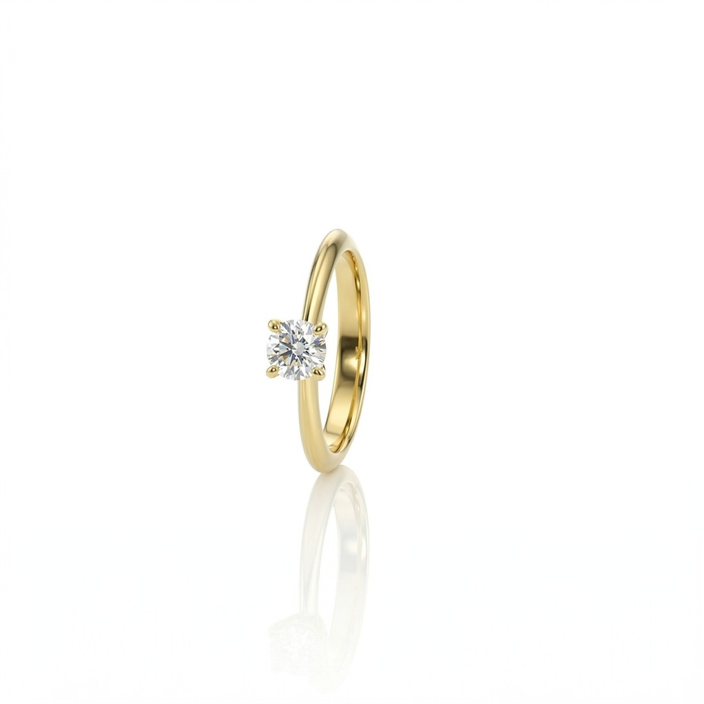 [076013] 50-Anel Solitário Brilhante 0,51ct Cor H SI1 3,40g Ouro Amarelo 18k - Certificado EGL 1506247328 - Coleção Only You