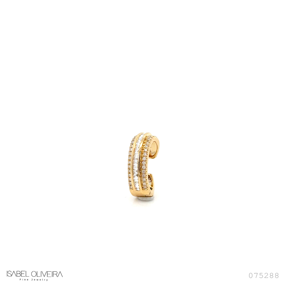 [075288] Piercing Encaixe 21 Diamantes Trapézios 0,14ct 36 Brilhantes 0,13ct 2,0g Ouro Amarelo 18k - Coleção Young