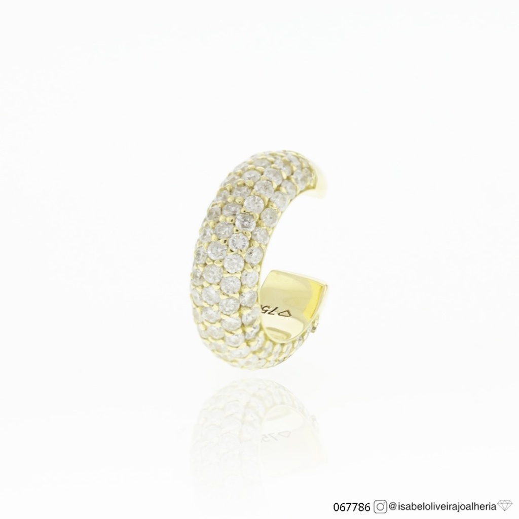 [067786] Piercing Encaixe 5 Fileiras Cravação Pavê 96 Brilhantes 0,96ct 2,10g Ouro Amarelo 18k - Coleção Young
