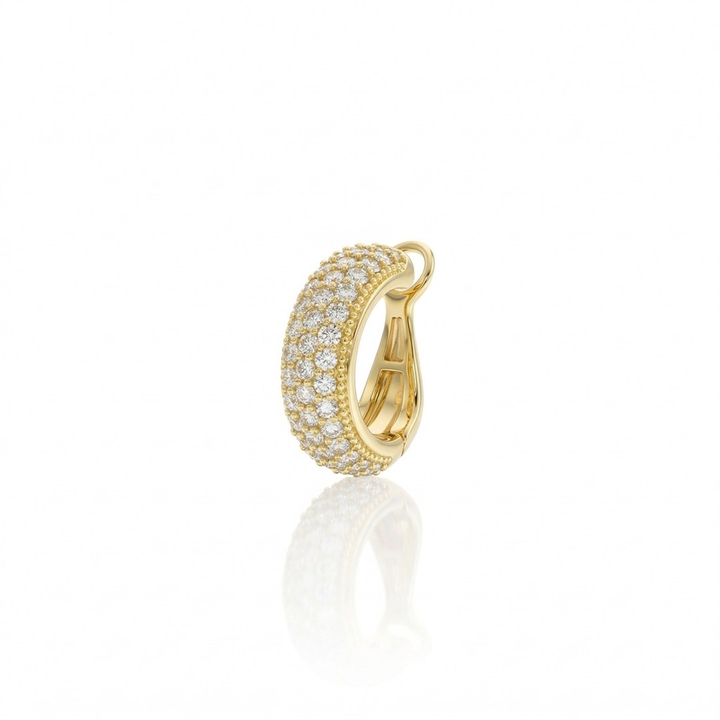 [075987] Piercing Encaixe Bombê Pavê 43 Brilhantes 0,73ct H VS2 3,30g Ouro Amarelo 18k - Coleção Young