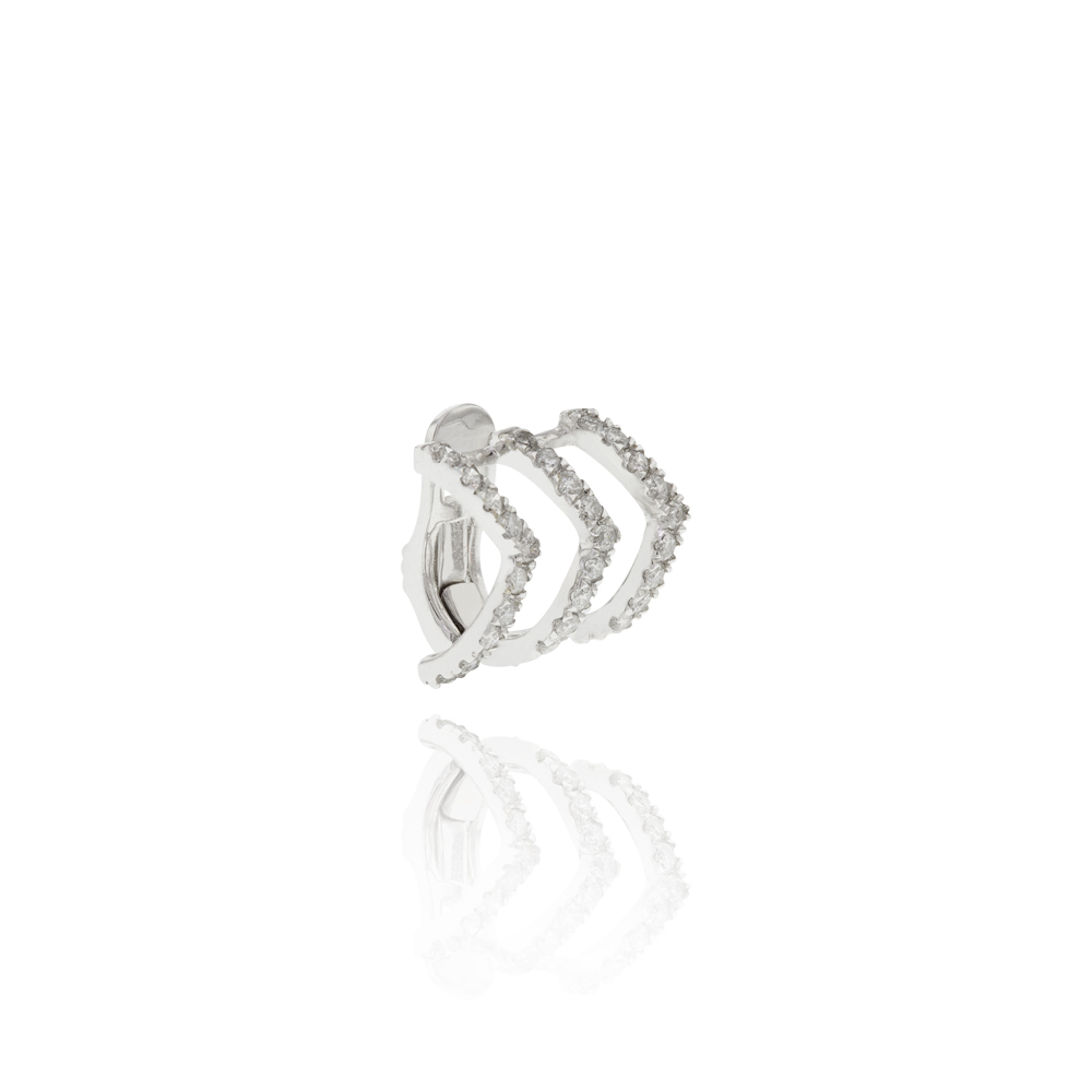 [061175] Piercing Triplo 30 Brilhantes 0,25ct 1,30g Ouro Branco 18k - Coleção Young