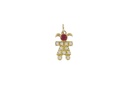 PINGENTE ANEL MENINA 1 RUBI 0,14CT 11 BRILHANTES I SI1  0,11CT I SI1  0,90G OURO AMARELO 18K - COLEÇAO MAES E FILHOS
