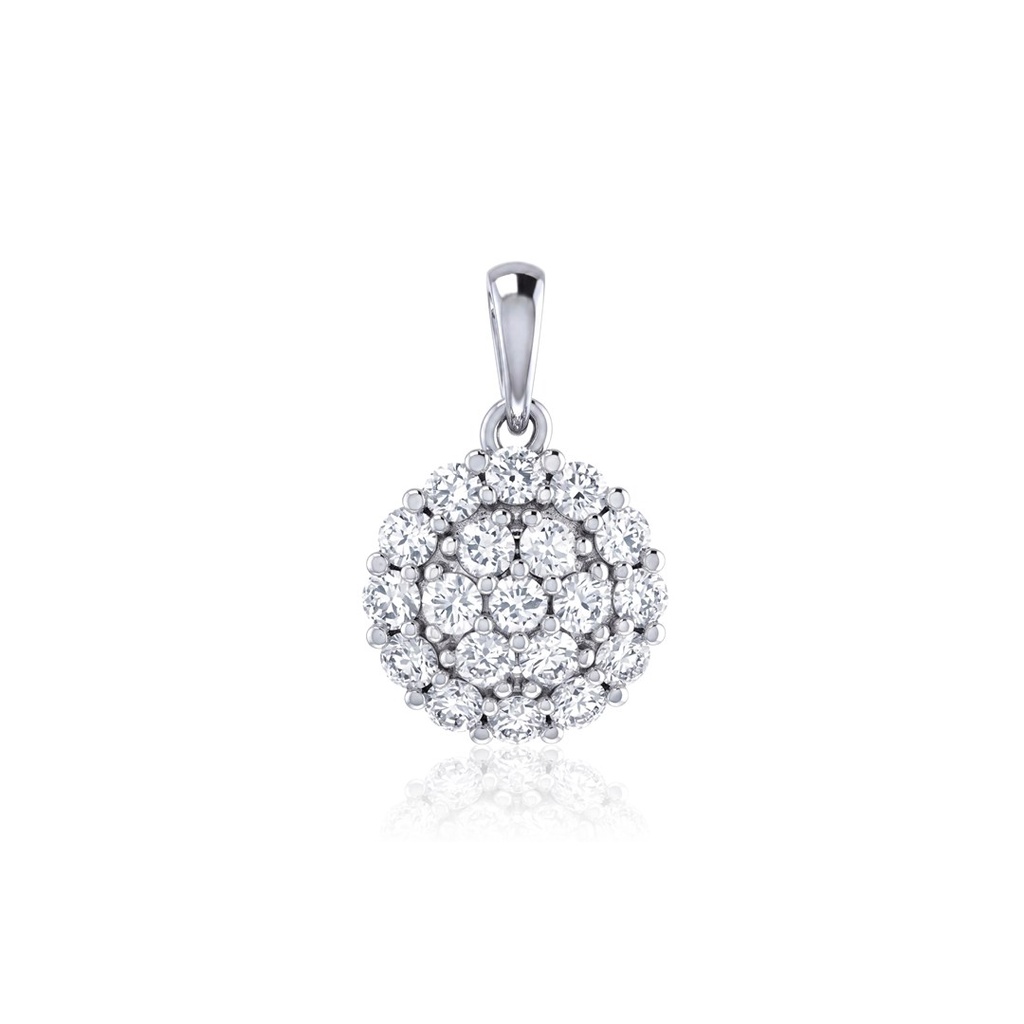 Pingente Botão 9mm 19 Brilhantes 0,41ct H VS2 0,80g Ouro Branco 18k - Coleção Laisa