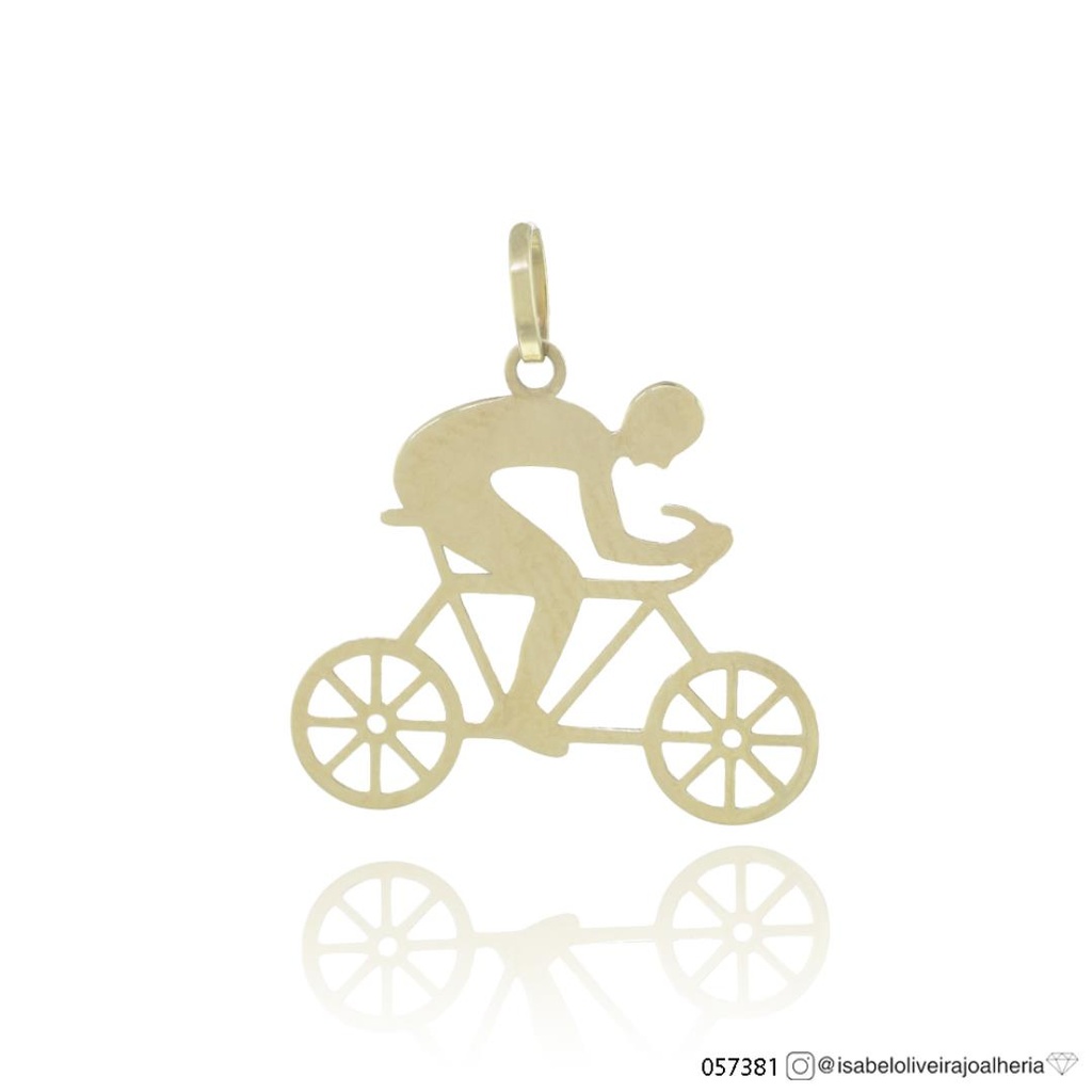 [057381] Pingente Ciclista Homem 0,50g Ouro Amarelo 18k - Coleção About Me