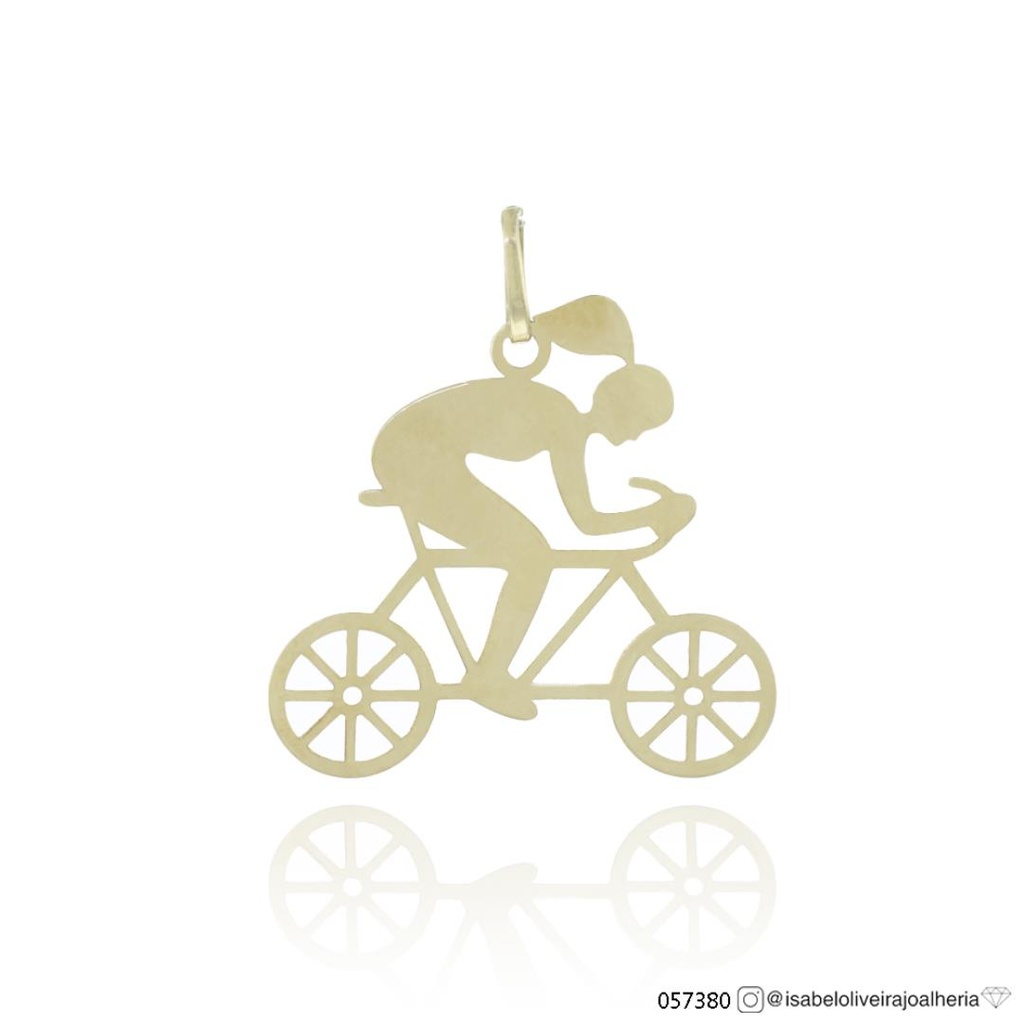 [057380] Pingente Ciclista Mulher 0,50g Ouro Amarelo 18k - Coleção About Me