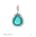Pingente Clássico I Turmalina Paraiba 15,84ct 24 Brilhantes 2,35ct g VS1 10,40g Ouro Branco 18k