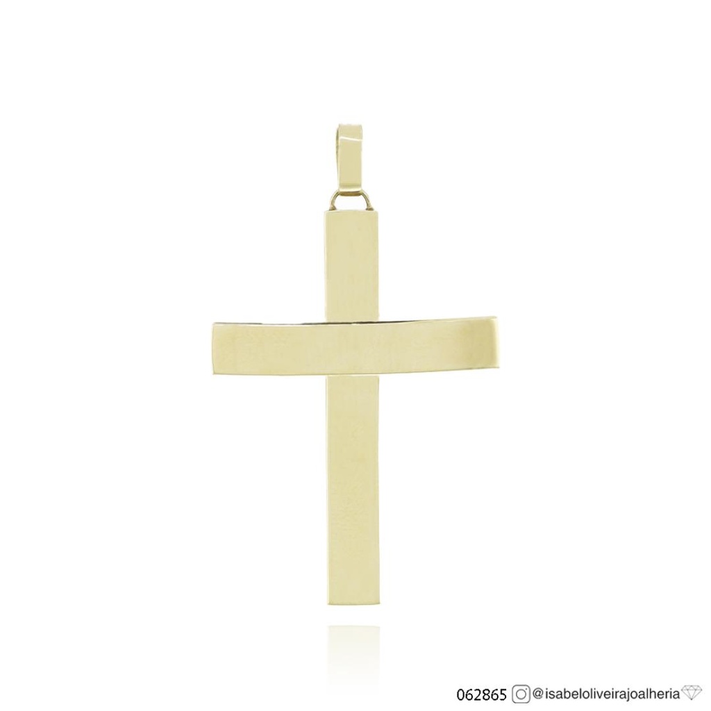 [062865] Pingente Cruz 33mm 2,50g Ouro Amarelo 18k - Coleção Crucifixos