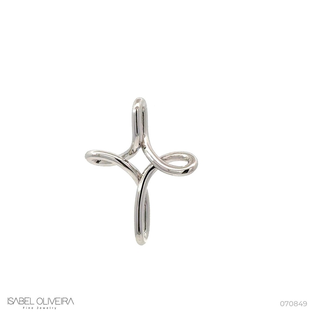 Pingente Cruz 4,21g Ouro Branco 18k - Coleção Crucifixo