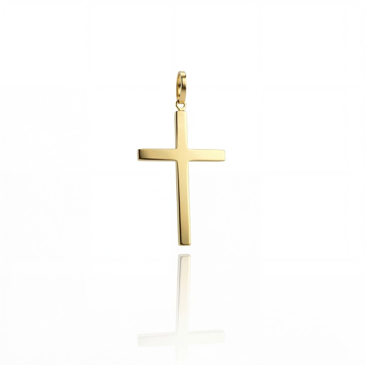 [045302] Pingente Cruz Chapa 40mm 0,80g Ouro Amarelo 18k - Coleção Crucifixos