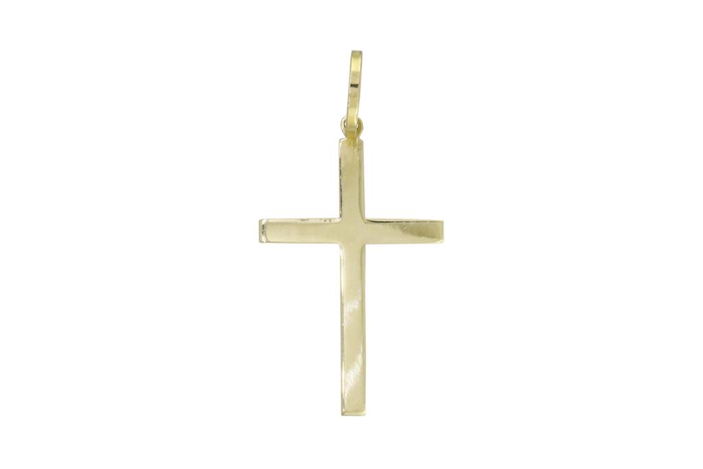 [045302] Pingente Cruz Chapa 40mm 0,80g Ouro Amarelo 18k - Coleção Crucifixos