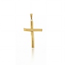Pingente Cruz Curvada 40mm 2,10g Ouro Amarelo 18k - Coleção Crucifixos