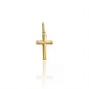 PINGENTE CRUZ MEIA CANA PEQUENA 0,40G OURO AMARELO 18K - COLEÇAO CRUCIFIXOS