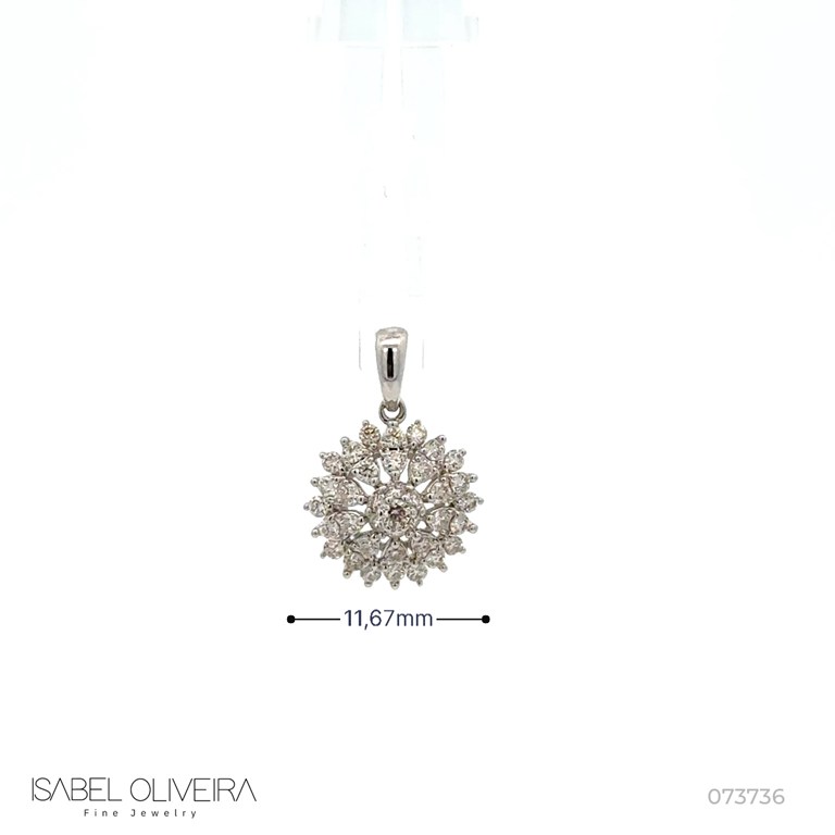 [073736] Pingente Flor 37 Brilhantes 0,46ct 1,11g Ouro Branco 18k - Coleção Laisa