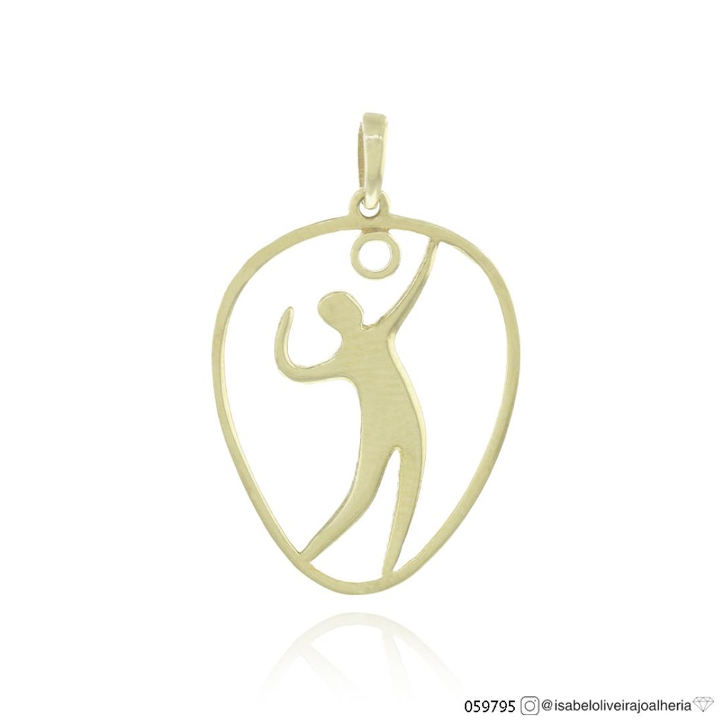 [059795] Pingente Jogador de Volei 0,80g Ouro Amarelo 18k - Coleção About Me