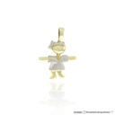 Pingente Menina 1,30g Ouro Amarelo 18k com Ródio Branco - Coleção Mães e Filhos