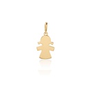 Pingente Menina Chapa Recortada Abaulada 0,90G Ouro Amarelo 18K - Coleçao Maes e Filhos