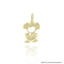 Pingente Menina Coração 2 Zircônias Brancas 1,10g Ouro Amarelo 18k - Coleção Mes e Filhos