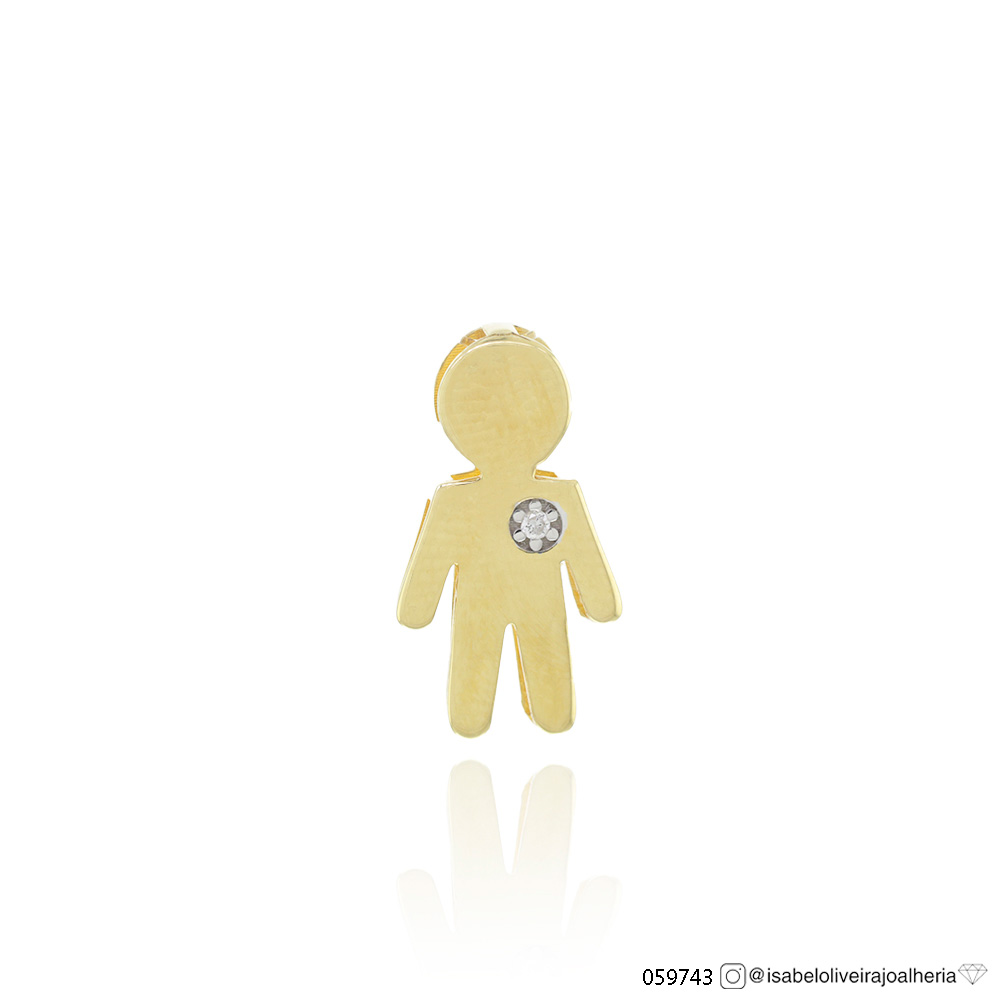 [059743] Pingente Menino 1 Brilhante 0,02ct 0,80g Ouro Amarelo 18k - Coleção Mães e Filhos