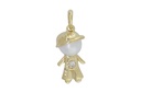 Pingente Menino 1 Pérola 5mm Brilhante 0,02ct 1,70g Ouro Marelo 18k - Coleção Mães e Filhos