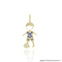 Pingente Menino 4 Zircônias Brancas e 11 Zircônias Azuis 1,00g Ouro Amarelo 18k - Coleção Sara e Antonio