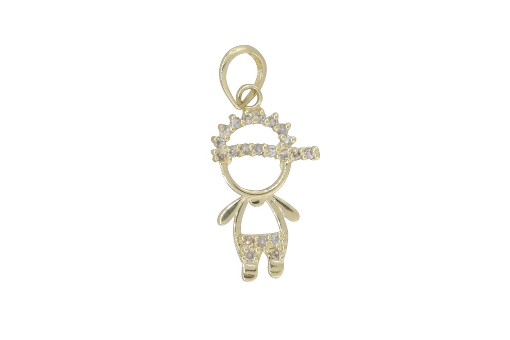 [045804] Pingente Menino 40 Brilhante 0,02ct 0,50g Ouro Amarelo 18k - Coleção Mães e Filhos