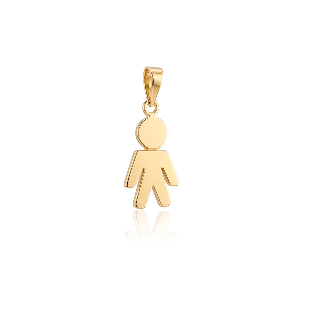 Pingente Menino Chapa com Detalhe Fosco 1,0G Ouro Amarelo 18K - Coleçao Maes e Filhos