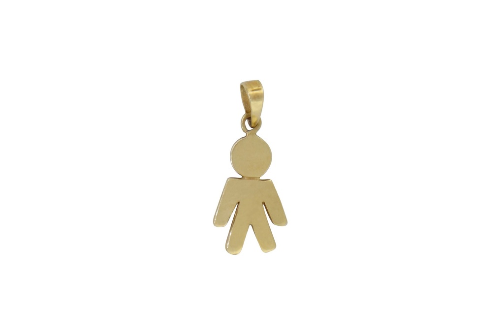 [048943] Pingente Menino Chapa com Detalhe Fosco 1,0g Ouro Amarelo 18k - Coleção Mães e Filhos