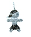 Pingente Menino Pavê Brilhantes Chocolate 4,10g Ouro Branco 18k - Coleção Mães e Filhos