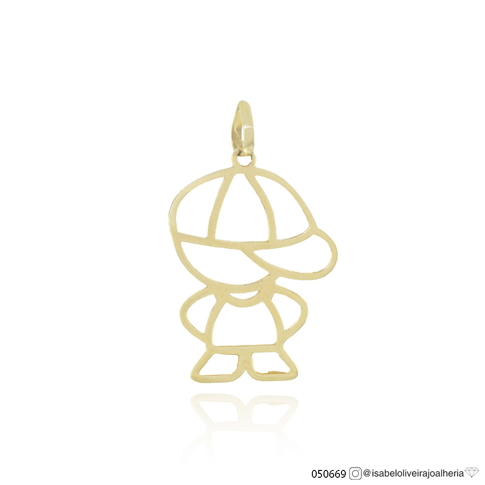 Pingente Menino Vazado Grande 1g Ouro Amarelo 18k - Coleção Mães e Filhos