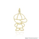 Pingente Menino Vazado Grande 1g Ouro Amarelo 18k - Coleção Mães e Filhos