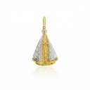 Pingente Nsa Sra Aparecida 32mm 2,20g Ouro Amarelo 18k com Ródio Branco 18k - Coleção Fe Santos