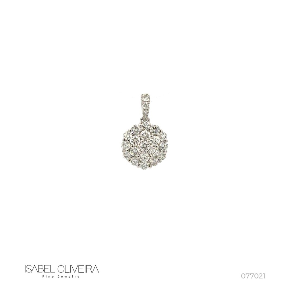 Pingente Pave Botao 23 Brilhantes 0,68CT 0,96G Ouro Branco 18K - Coleçao Botao