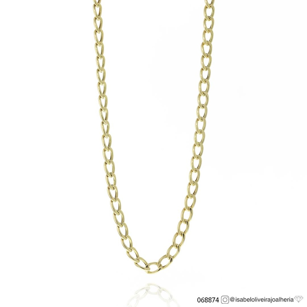 50-CORRENTE P Groumet Fina Oca Espessura 3,10MM 50CM 5,40G Ouro Amarelo 18K - Coleçao Alpha Masculino