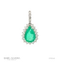 Pingente Tira e Poe Clássico Esmeralda Colombiana Gota 8,95ct 22 Brilhantes 2,15ct H SI1 6,75g Ouro Branco 18k - Coleção Colômbia Emerald