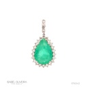 Pingente Tira e Poe Classico I Esmeralda Colombiana Gota 16,76CT 26 Brilhantes 2,20CT H VS2 9,72G Ouro Branco 18K - Coleçao Colombia Emerald