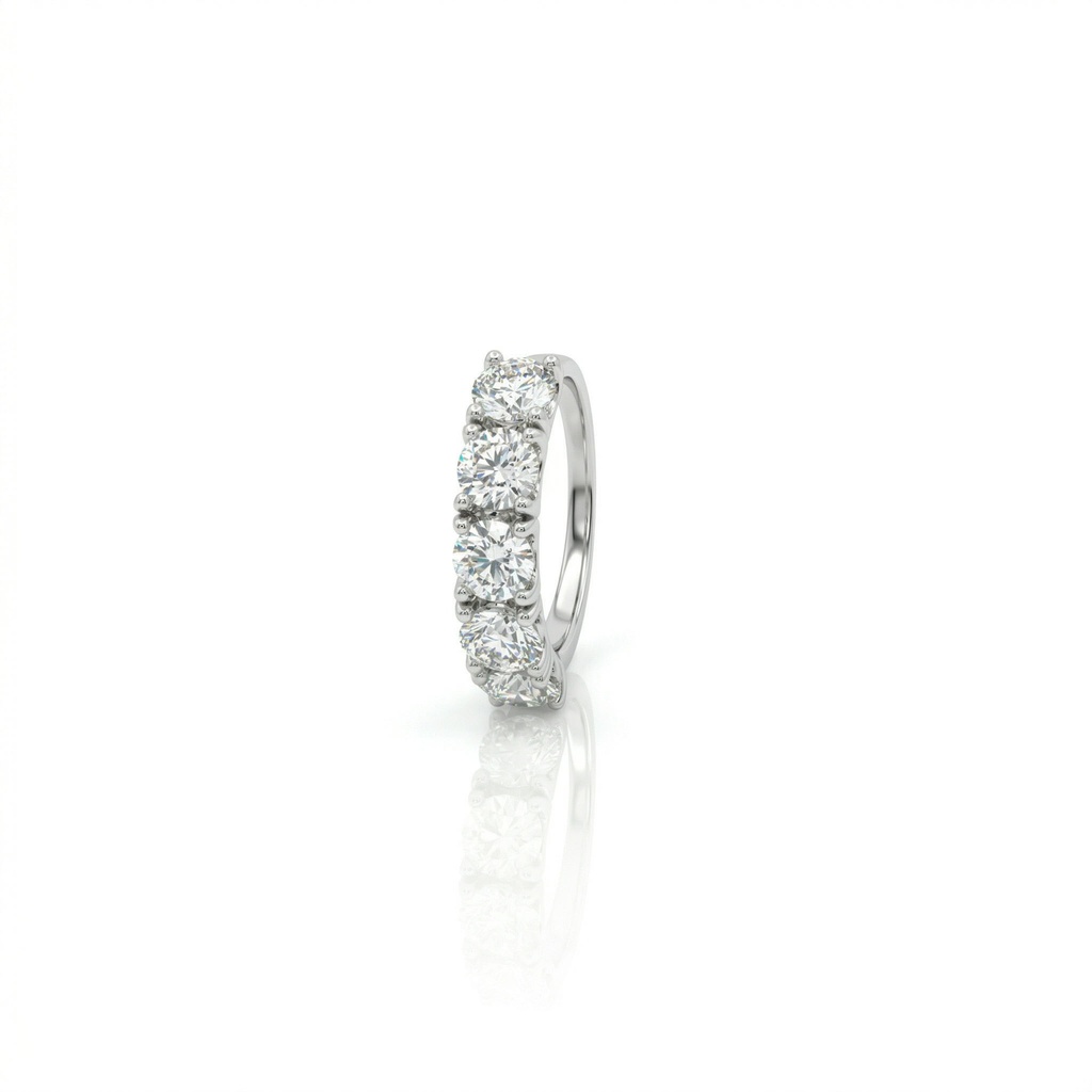 [076350] 50-Meia Aliança 5 Brilhantes 2,54ct g VS1 5,49g Ouro Branco 18k - Certificado EGL 1701852024/1701879841/1701879033/1701878941/1701879639 - Coleção Soulmates
