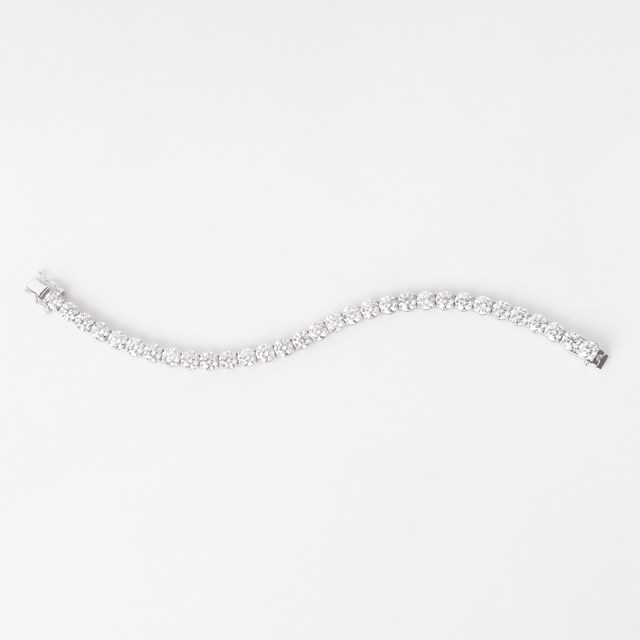 [075597] 50-Pulseira Riviera 31 Brilhantes 15,58ct g VVS2/VS2 16,50cm 14,62g Ouro Branco 18k - Certificados EGL - Coleção Rivieras