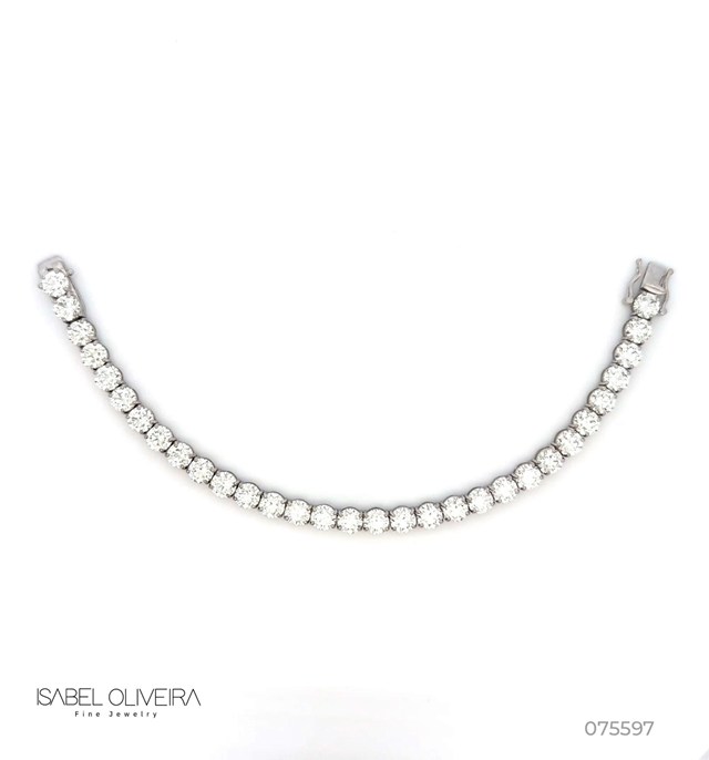 50-Pulseira Riviera 31 Brilhantes 15,58ct g VVS2/VS2 16,50cm 14,62g Ouro Branco 18k - Certificados EGL - Coleção Rivieras