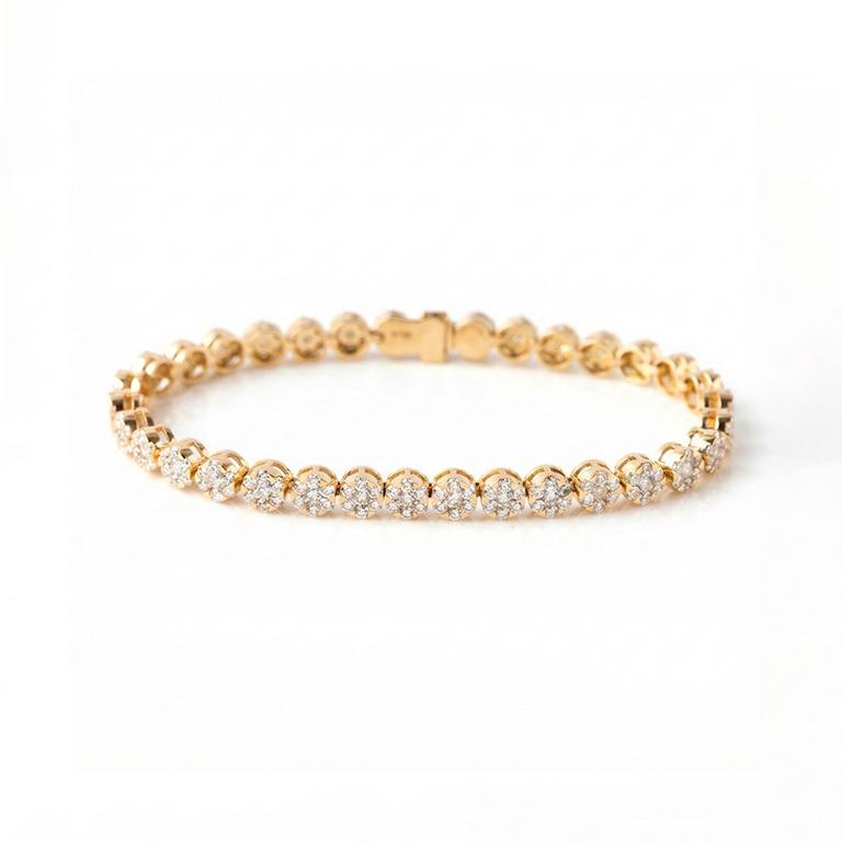 [077307] PRBOT5APP-PULSEIRA RIVIERA BOTAO 5,0MM 238 BRILHANTES 4,29CT 16,50CM 13,53G OURO AMARELO 18K - COLEÇAO BOTAO