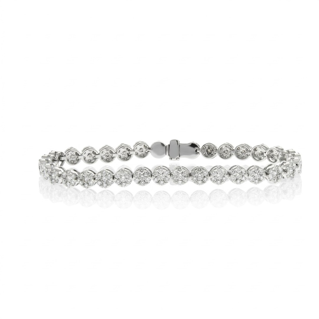 [074795] Pulseira Botão 5,15mm com 238 Diamantes 4,24ct em Ouro Branco 18k