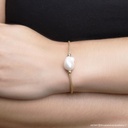 Pulseira 1 Pérola Corrente Malha Trabalhada 16cm 6,20g Ouro Amarelo 18k - Coleção Over The Moon