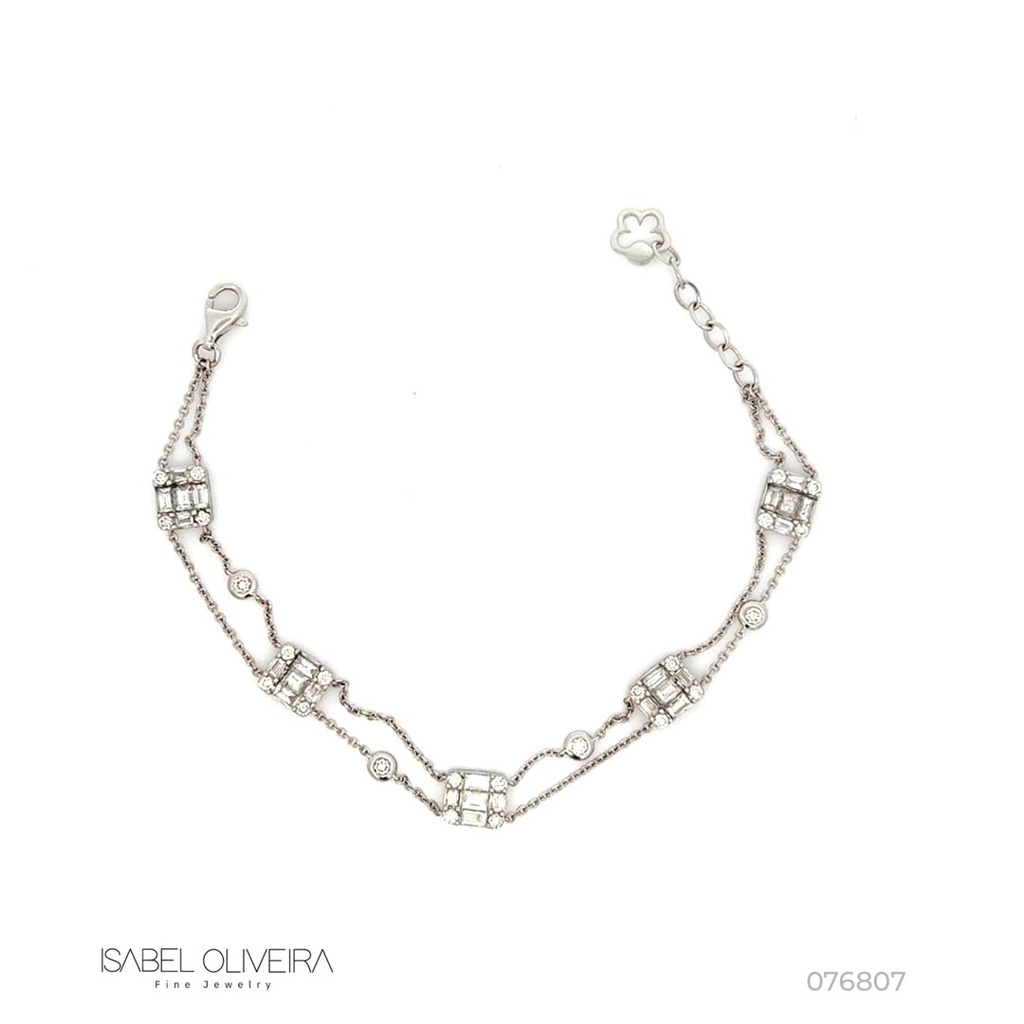 Pulseira 25 Diamantes Baguetes 1,18CT 24 Brilhantes 0,50CT 18CM 4,49G Ouro Branco 18K - Coleçao Onassis