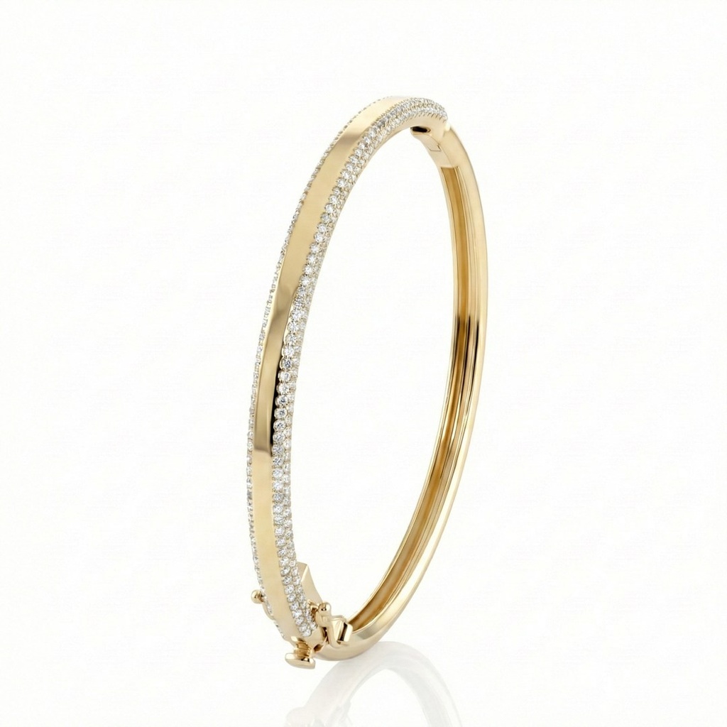 [074583] Pulseira 4,50mm Largura 266 Brilhantes 1,33ct J SI1 16,35g Ouro Amarelo 18k - Coleção Laisa