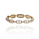 PULSEIRA CERAMICA BRANCO ELO MALEAVEL 10 FILEIRAS COM 6 BRILHANTES 1,50CT OURO ROSE 18K - COLEÇAO DAY BY DAY