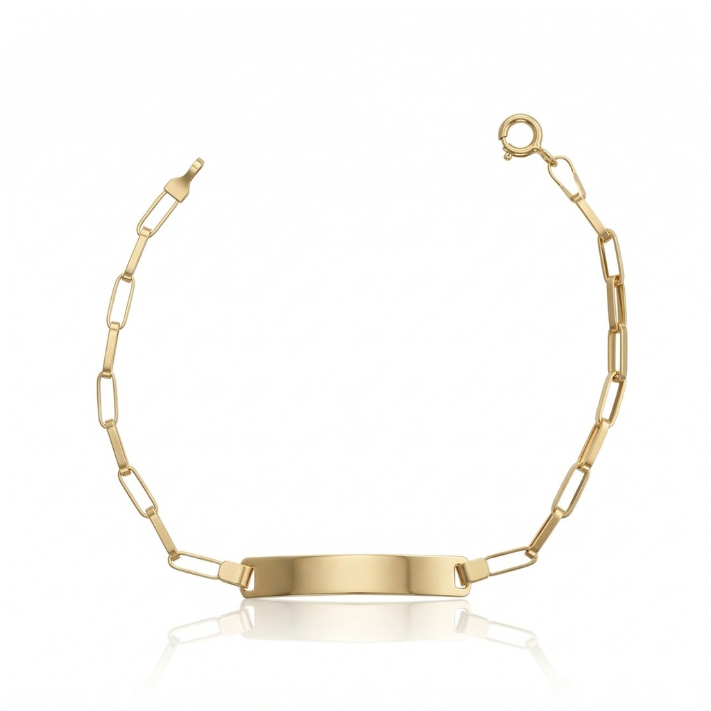 Pulseira Chapinha Corrente Cartier 13cm 1,23g Ouro Amarelo 18k - Coleção Kids