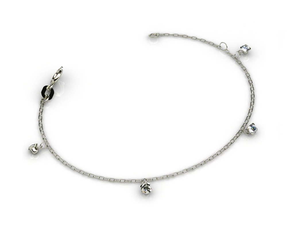 [025093] Pulseira com 4 Zircônias 1,20g Ouro Branco 18k - Coleção Kids